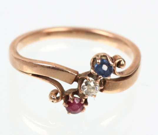 antiker Saphir Rubin Brillant Ring  - RG 585 - Foto 1