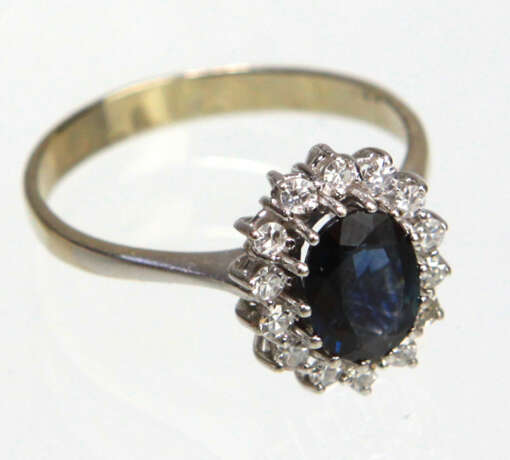 Saphir Brillant Ring - Weissgold 585 - Foto 2