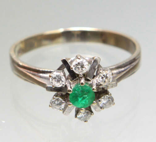 Smaragd Brillant Ring - Weissgold 585 - photo 1