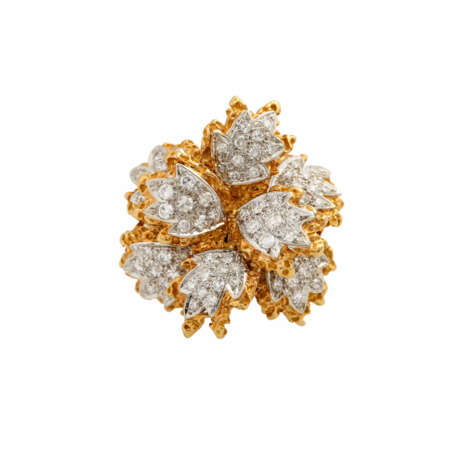 Floraler Ring mit Achtkantdiamanten zusammen ca. 1 ct, - photo 2