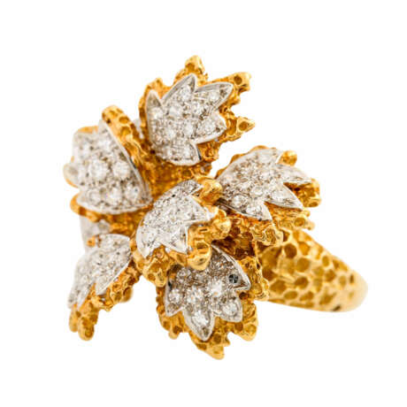Floraler Ring mit Achtkantdiamanten zusammen ca. 1 ct, - Foto 5