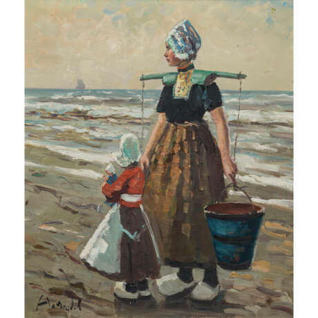 HAERENDEL, HARRY (1896-1991), "Junge Frau mit Kind am Meeresstrand", - photo 1
