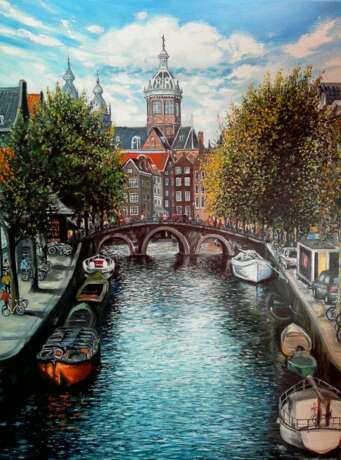Painting “Amsterdam SOLD”, Canvas on the subframe, Oil paint, Impressionist, Russia, 2021 - photo 1