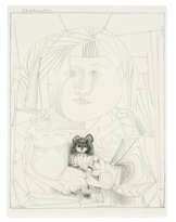 Pablo Picasso (Malaga 1881 - Mougins 1973): Paloma et sa Poupée, Fond blanc 1952