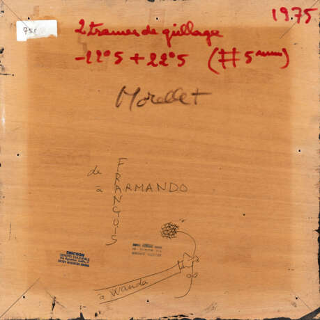 François Morellet. François Morellet (Cholet, Maine-et-Loire 1926 - 2016): Trame de grillage -22°5 + 22°5 - photo 2