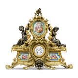 A NAPOLEON III ORMOLU AND SEVRES-STYLE TURQUOISE-GROUND PORCELAIN MANTEL CLOCK - фото 1