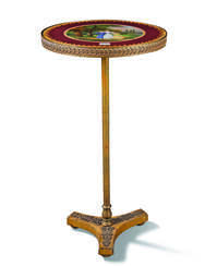 A LOUIS-PHILIPPE BRASS AND POLYCHROME-PAINTED LAVA STONE GUERIDON