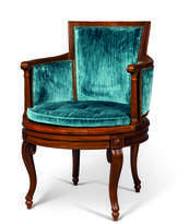 A LOUIS XVI MAHOGANY AND CANED FAUTEUIL DE BUREAU