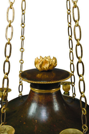 A SWEDISH EMPIRE ORMOLU AND PATINATED-BRONZE EIGHT-LIGHT CHANDELIER - photo 3