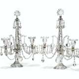 A PAIR OF CUT GLASS TWIN BRANCH CANDELABRA - фото 1