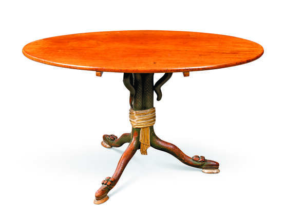 A GERMAN NEOCLASSICAL PARCEL-GILT AND EBONISED MAHOGANY GUERIDON - Foto 1