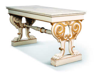 A NORTH ITALIAN PARCEL-GILT AND WHITE-PAINTED CENTRE TABLE
