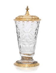 A GERMAN SILVER-GILT MOUNTED GLASS BEAKER AND COVER
