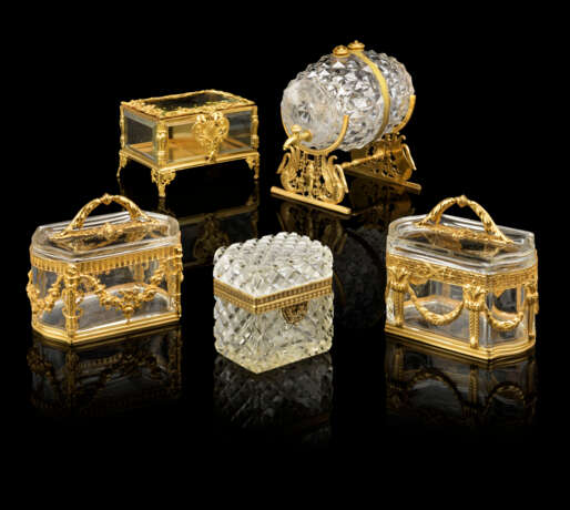 A GROUP OF FIVE FRENCH ORMOLU-MOUNTED CUT AND MOULDED GLASS BOXES - photo 1