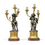 A PAIR OF FRENCH ORMOLU AND PATINATED-BRONZE THREE-LIGHT CANDELABRA - photo 4