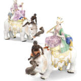 Meissen Porcelain Factory. A PAIR OF MEISSEN PORCELAIN FIGURES OF A SULTAN AND SULTANA RIDING ON ELEPHANTS - photo 1