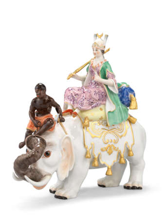 Meissen Porcelain Factory. A PAIR OF MEISSEN PORCELAIN FIGURES OF A SULTAN AND SULTANA RIDING ON ELEPHANTS - photo 2