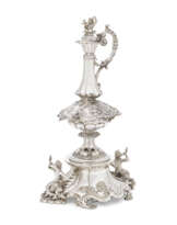 A VICTORIAN SILVER EWER AND STAND