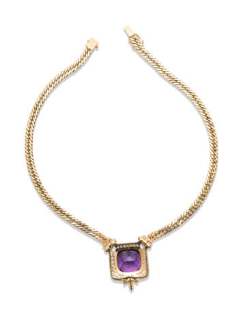 AMETHYST AND DIAMOND PENDENT NECKLACE - photo 2