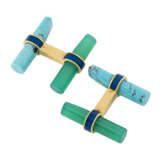 Cartier. CARTIER TURQUOISE, CHRYSOPRASE, GOLD AND ENAMEL CUFFLINKS - фото 2