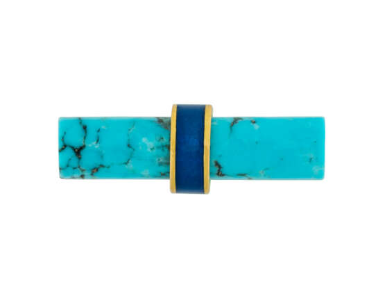Cartier. CARTIER TURQUOISE, CHRYSOPRASE, GOLD AND ENAMEL CUFFLINKS - фото 3