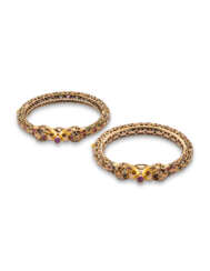 PAIR OF MULTI-GEM BANGLES