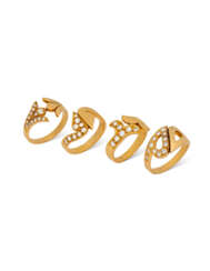 NO RESERVE - SET OF FOUR GOLD AND DIAMOND ABSTRACT RINGS
