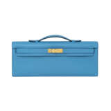 HERMÈS. A BLEU DU NORD SWIFT LEATHER KELLY CUT WITH GOLD HARDWARE - photo 1