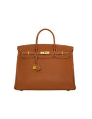 A CUSTOM GOLD CLÉMENCE LEATHER BIRKIN 40 WITH BRUSHED GOLD HARDWARE