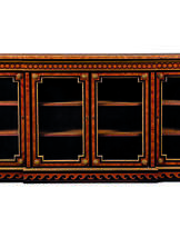 A LATE LOUIS XV ORMOLU-MOUNTED TULIPWOOD, AMARANTH AND HOLLY MARQUETRY BIBLIOTHEQUE BASSE