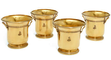 A SET OF FOUR FRENCH EMPIRE SILVER-GILT WINE COOLERS FROM THE PAVLOVITCH SERVICE