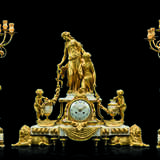 A FRENCH ORMOLU AND MARBLE THREE-PIECE CLOCK GARNITURE - Foto 3