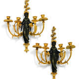 A PAIR OF LATE LOUIS XVI ORMOLU AND PATINATED-BRONZE FOUR-BRANCH WALL-LIGHTS - фото 1