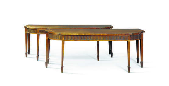 A PAIR OF GEORGE III MAHOGANY AND SATINWOOD BANDED SERVING-TABLES - photo 1