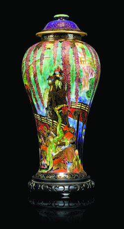 Wedgwood. A LARGE WEDGWOOD FAIRYLAND LUSTRE 'TEMPLE ON A ROCK' VASE AN... - Foto 1