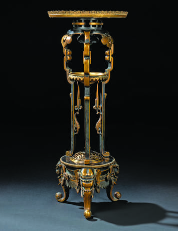 Barbedienne Foundry. A FRENCH `JAPONISM` GILT AND PATINATED-BRONZE GUERIDON - photo 2