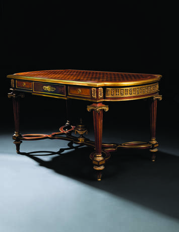 Dasson, Henry. A FRENCH ORMOLU-MOUNTED AMARANTH, MAHOGANY, SYCAMORE AND BOIS SATINE PARQUETRY CENTRE TABLE - photo 1