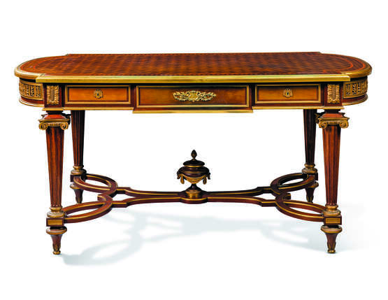 Dasson, Henry. A FRENCH ORMOLU-MOUNTED AMARANTH, MAHOGANY, SYCAMORE AND BOIS SATINE PARQUETRY CENTRE TABLE - photo 2