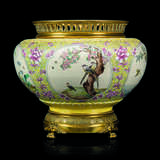 Minton Ltd Marks. A PAIR OF FRENCH `CHINOISERIE` ORMOLU-MOUNTED GLAZED EARTHENWARE JARDINEIRES - photo 3