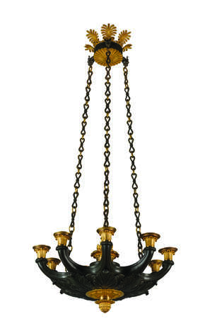 A BALTIC ORMOLU AND PATINATED-BRONZE NINE-LIGHT CHANDELIER - photo 4