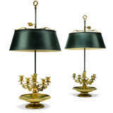 A PAIR OF LARGE EMPIRE ORMOLU AND TOLE-PEINT FIVE-LIGHT LAMPES BOUILLOTES - фото 1
