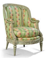 A LATE LOUIS XV GREY-PAINTED BERGERE
