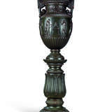 A CAST IRON URN AND PEDESTAL - фото 1