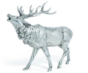 A GERMAN SILVER STAG DRINKING CUP