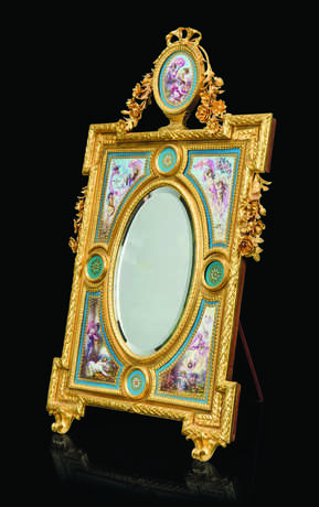 Sèvres Porcelain Factory. A FRENCH SEVRES-STYLE PORCELAIN AND ORMOLU VANITY MIRROR - photo 1