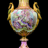 A FRENCH ORMOLU-MOUNTED SEVRES-STYLE PINK-GROUND VASE AND COVER - фото 1