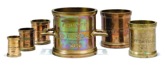 A SET OF SIX GEORGE IV BRASS IMPERIAL MEASURES - Foto 1