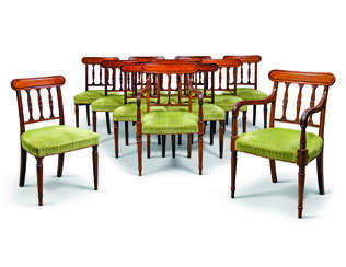 AN ASSEMBLED SET OF TWELVE REGENCY MAHOGANY DINING-CHAIRS