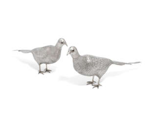 A PAIR OF DUTCH LARGE SILVER PHEASANTS