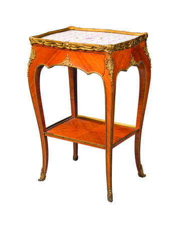 A FRENCH ORMOLU AND PORCELAIN-MOUNTED WALNUT TABLE A CAFE - photo 1